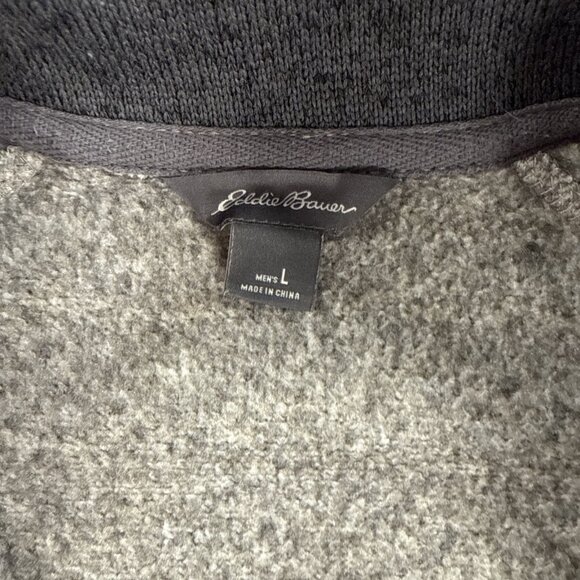 Eddie Bauer Pullover Sweater mens size L 1/4 zip Knit gray Mock Neck - Picture 5 of 8